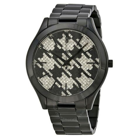 michael kors uhr mk3326|Runway Black Houndstooth Watch .